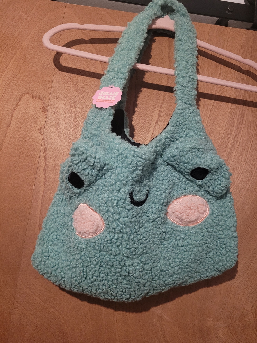 Frog Plush Tote Bag in Mint Green